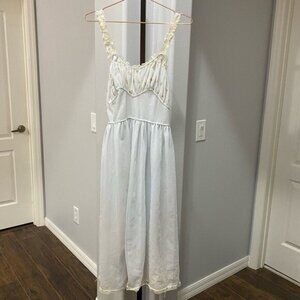 Vintage 40s Juliana Lingerie Nylon Pleated Chiffon Lace Nightgown Slip Dress 36•